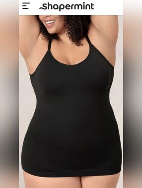 Shapermint Black Seamless Scoop Neck Tank Bodysuit